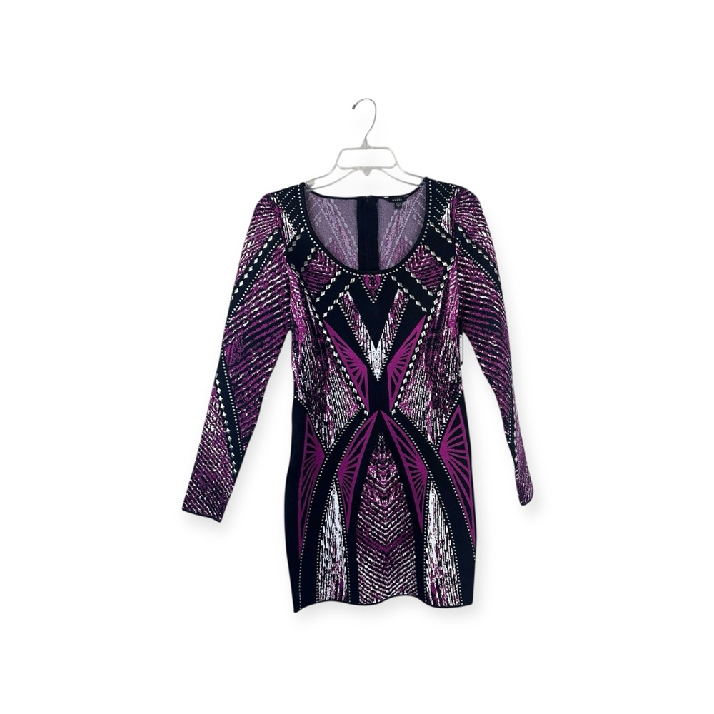 NWT Guess Mirage body con print  dress with silver studs size medium